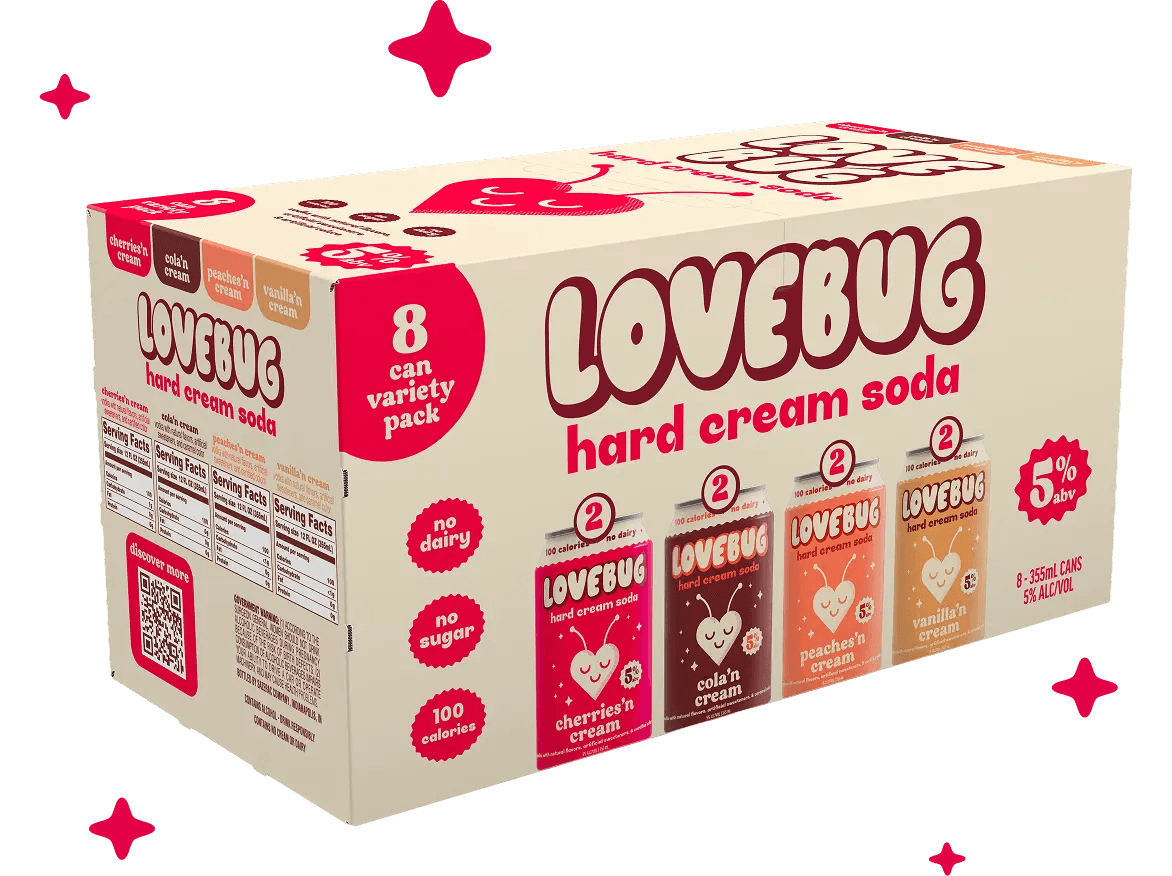Lovebug Hard Cream Soda Variety Pack 355ml 8 Pack Can