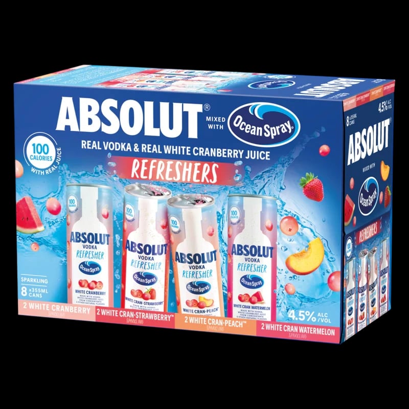 Absolut Ocean Spray Refreshers RTD Variety Pack 355ml 8 Pack Can